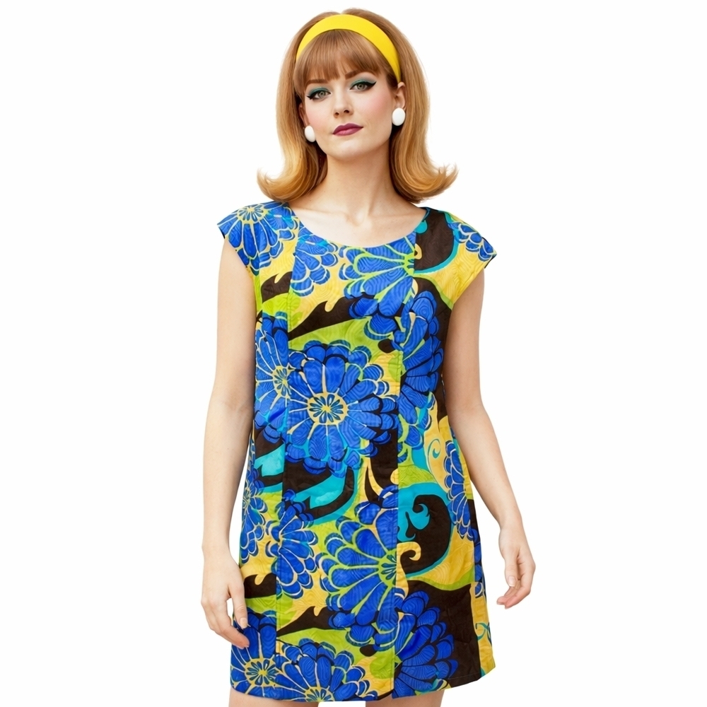 VintageVibe Robbie Bee 60s 70s Mod Floral Shift Dress 14-16